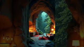 Cozy Cave Retreat in the Rainforest #CaveLiving #CozyVibes #NatureEscape