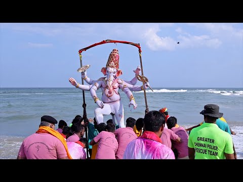 Chennai Ganesh Nimajjanam 2024 | Lord Ganesha visarjan 2024 Marina Beach | vinayagar immersion 2024