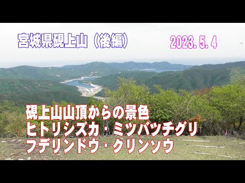 宮城県硯上山後編(山頂からの景色、ﾋﾄﾘｼｽﾞｶ、ﾐﾂﾊﾞﾂﾁｸﾞﾘ、ﾌﾃﾞﾘﾝﾄﾞｳ、ｸﾘﾝｿｳ、下山の様子)