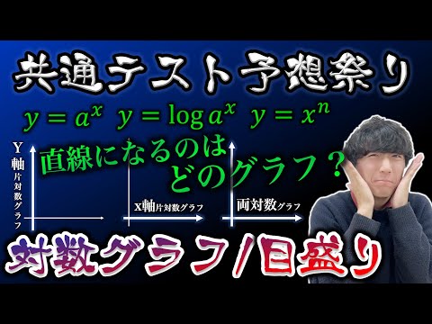 【出たら死亡】いや、この動画を見れば瞬殺だ。『対数グラフ・対数目盛り』の解き方を伝授【共通テスト数ⅡB予想】