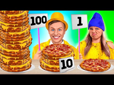 100 Layers of Food Challenge | Giant VS Tiny Food by La La Life Emoji