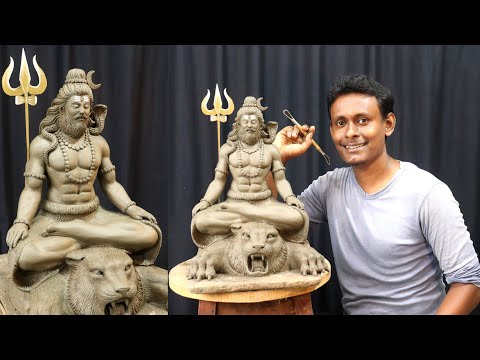 Making Lord Shiva murti on tiger with clay | shankar bhagwan ki murti banana | clay art