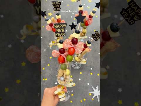 Elegant Champagne Glass Charcuterie Skewers ideas for New Year Celebration✨#shortvideo