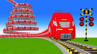 [踏切アニメ] あぶない電車 3 NEW TRAIN Climbing Pyramid 🚦Fumikiri3D Railroad Crossing Animation #1