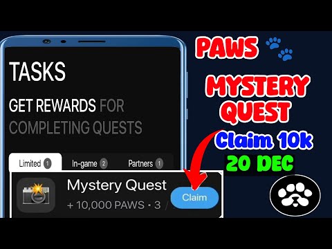 Paws Mystery Quest 20 DEC l Paws Mystery Quest Solved 🚨 l Paws 10k Claim