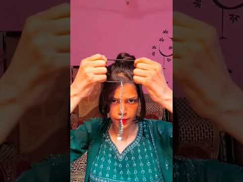 Bun hairstyle with mangtika | Hairstyle with mangtika | wedding hacks #shorts #beautyhacks