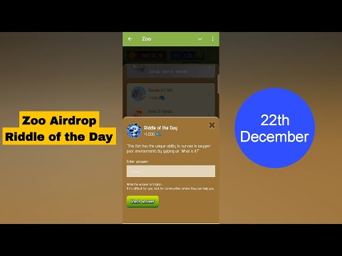 Zoo Riddle of the Day | Zoo Airdrop Riddle of the Day 22 December | Riddle of the Day Zoo