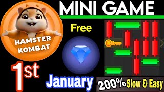 1 January 💎🔑🐹 Puzzle Trick: P2E Hamster Kombat key MiniGame Solved, slow step by step! 🎮