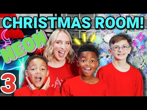 🌟 NEON CHRISTMAS BEDROOM MAKEOVER FOR MY BROTHERS! ✨