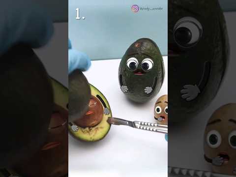 Avocado C-Section - Which video is your favorite?🥑🤗 1,2 or 3 #animation #cartoon #cute #foodsurgery