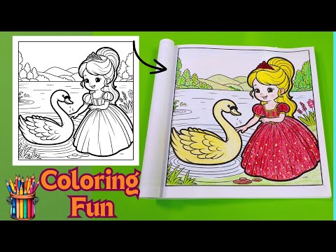 Princess & Swan | Cute Coloring Page | Coloring Fun For Kids  #coloringforkids  #coloringfun