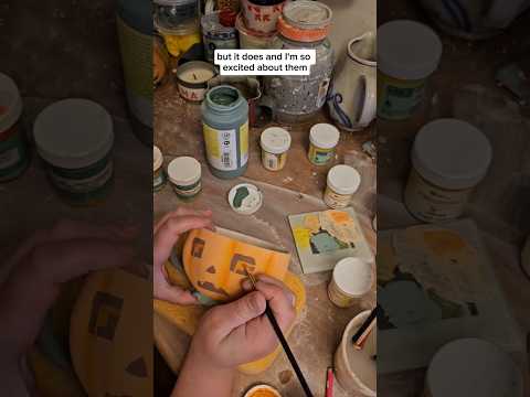 JackoLanterm mug painting #NowWhatPotteryWorks #PumpkinMug #Underglaze #Pottery  #Halloween #Art