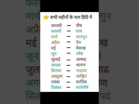 Mahino ke naam Hindi or English / Month Name in hindi or English #monthname #shortsvideo #shorts