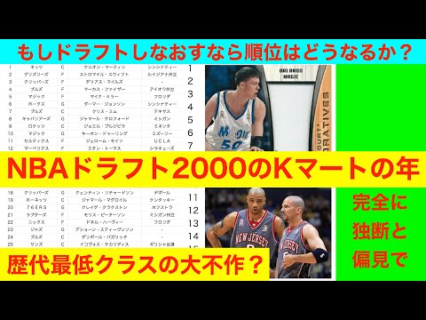 歴代最低クラスの大不作？　NBAドラフト2000のKマートの年　もしドラフトしなおすなら順位はどうなるか？