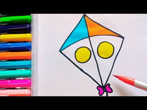 Drawing and Painting Kite for Kids & Toddlers | Simple Drawing, Coloring #drawing