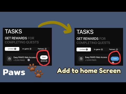 Paws Airdrop: How to complete Add Paws 🐾 to  home screen task