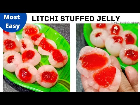 Stuffed Litchi Jelly- Jelly Stuffed Litchi- Litchi dessert- Litchi Special- Bharwa Litchi #Lychee