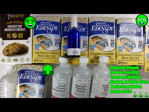 Unboxing Organic Cookies, Soy Milk, Isopropyl Rubbing Alcohol, And Blue Glass Bottle October 2021