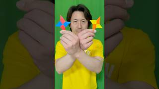 折り紙の手裏剣で風船を割る【Pop a balloon with an origami shuriken】#shorts