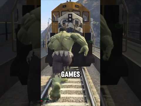 Hulk VS train In GTA games! #shorts #gta #hulk #superhero #gaming #videogame #train