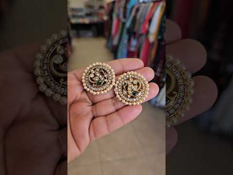 Big Size Victorian Studs with peacock Design!#earrings #studs #anandifashions #trending   #fashion