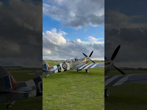 Spitfire spitting fire on start-up at Duxford!