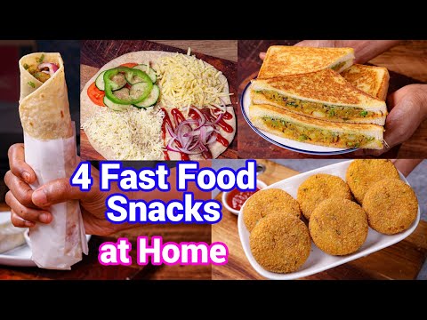 4 Fast Food Snacks at Home in Just 30 Mins | Crispy & Healthy Tea Time Evening Snacks