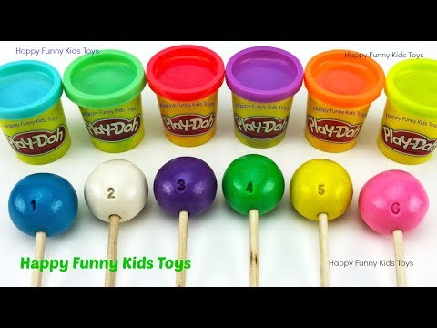 Learn Colors with 6 Play Doh Lollipops and Giraffe Molds Puppy In My Pocket Surprise Toys Kinder Egg