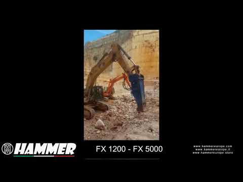 Hammer fx1200 and fx 5000 work in quarry, Italy