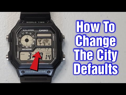 Casio Watch With World Map (Model: AE-1200WH-1AVCF) – How To Change City Defaults