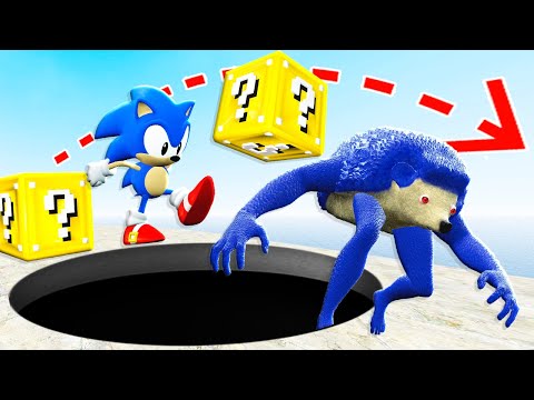 Who has the Longest Jump? Sonic vs Lucky Blocks