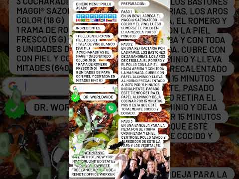 POLLO ASADO DINNER MENU BY DR. WORLDWIDE ®️