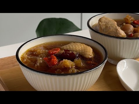 Chinese Style Nutritious Snow Fungus Chicken Soup Recipe using Double Boiled Soup Method