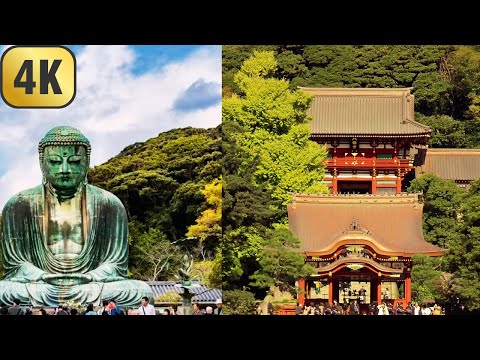 [4K] Walking around Streets, Beach, Temples in Kamakura, Japan