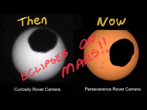 Solar Eclipses on Mars: Captured by the Curiosity and Perseverance Rovers