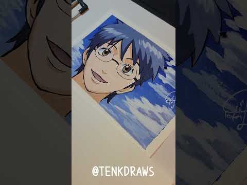 Drawing Shinpachi with gouache #gintama #shinpachi #anime #gouache