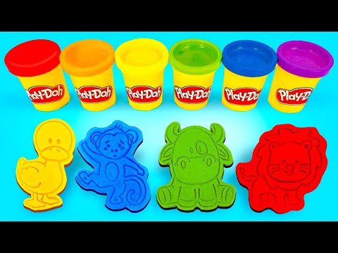 Create Animals with Play Doh Molds 🐵🐮🦁 Best Learn Color | Preschool Toddler Toy Learning Video