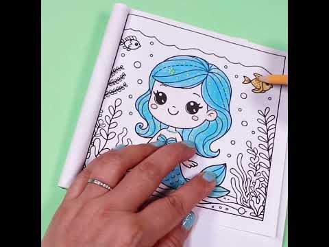 Little Mermaid in Blue!  Cute Coloring Page for Kids #coloringforkids #coloringfun