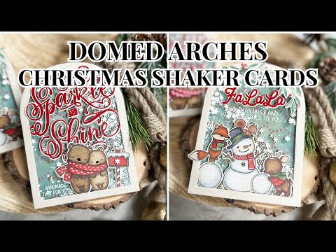 Domed Arches Christmas Shaker Cards (Mama Elephant)