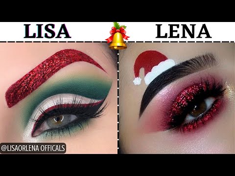 LISA AND LENA CHRISTMAS MAKEUP😍