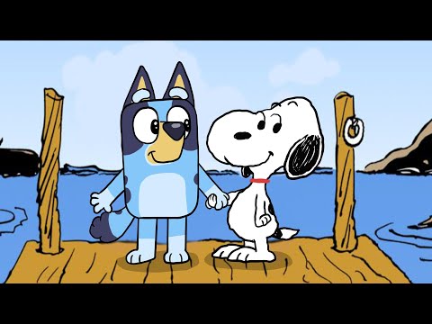 Snoopy and Bluey Drawing Doodles, They are Friends Now