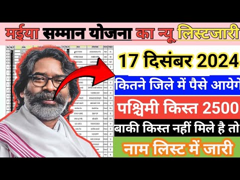 17 दिसंबर मईया समान योजना का लिस्ट जारी | 7 जिला में पैसा आएंगे | 2500रु ✅  | New List Check Office