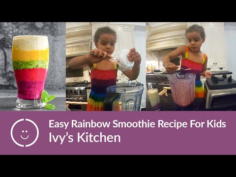 Easy Rainbow Smoothie Recipe For Kids Tutorial 🌈 | Ivy's Kitchen