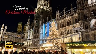 Munich Christmas Market 🎄✨ Best Winter Snow Walk & Illuminations - 4K HDR