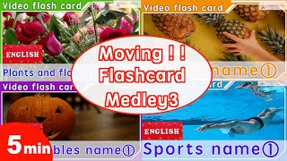 4 types of moving flashcards 3 consecutive medleys Word for toddlers Education for kids