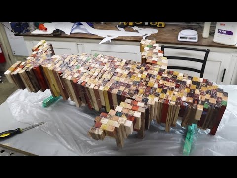 I carved 500 wood pieces into a whale