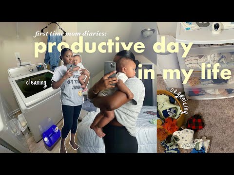 a *PRODUCTIVE* day in my life with a NEWBORN | organizing baby clothes, cleaning, & bath time!