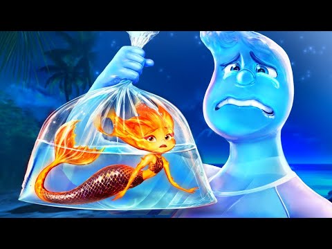 Ember e Wade di ELEMENTAL Hanno Figli! Ember Diventa una SIRENA! Fuoco vs Acqua Trucchi per Genitori