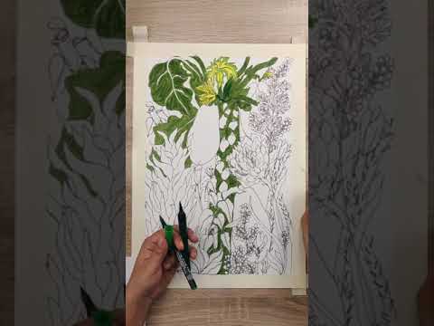 Papaya bloom. #papaya #artshorts #food #artist #illustration #markers #nightbloom #green #leaves