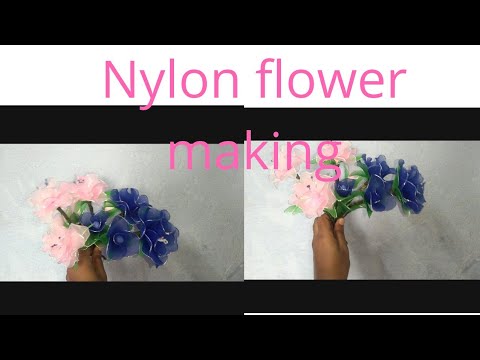 Nylon flower making....socks cloth flowers making tutorial